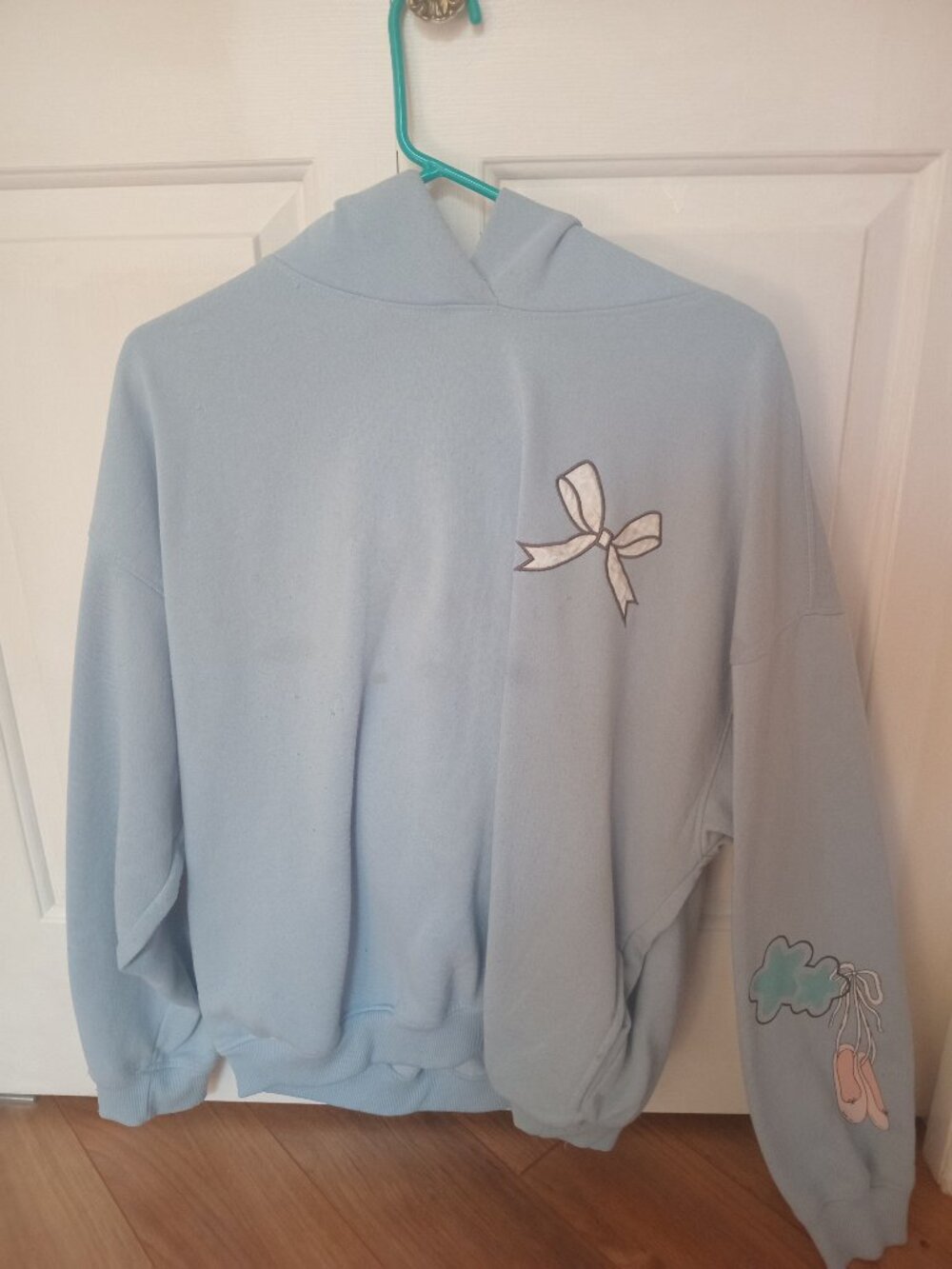 Urban Planet Light Blue Hoodie with Bow & Ballet Motif